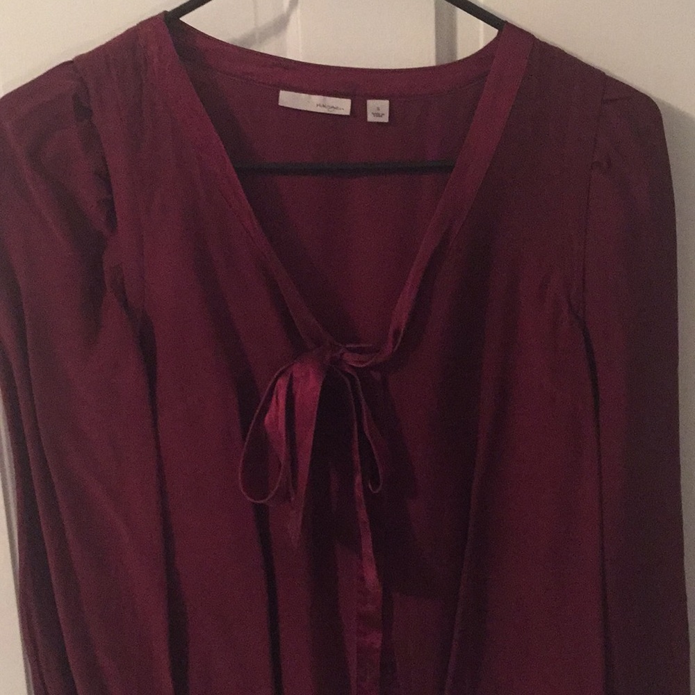 Beautiful fit, button down wine blouse